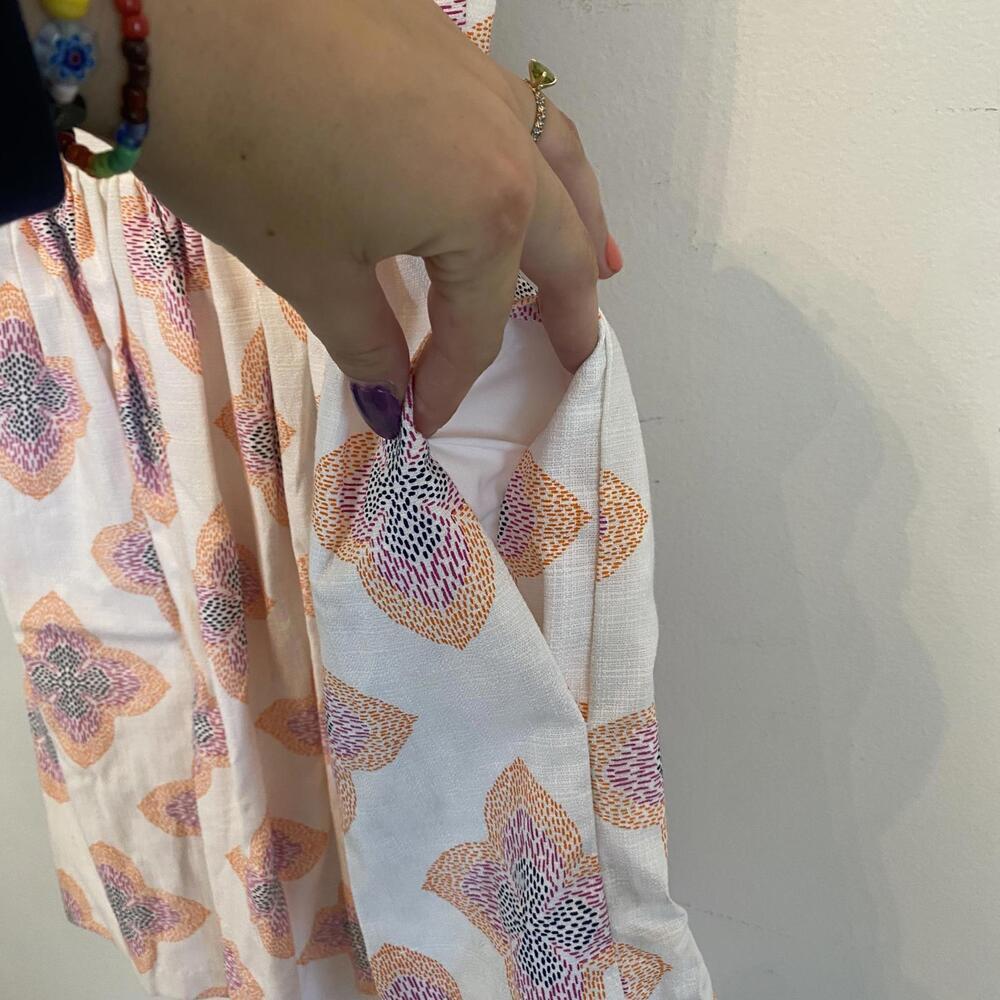 Blithe White Pink Pattern A-Line Mini Pleated Dre… - image 6